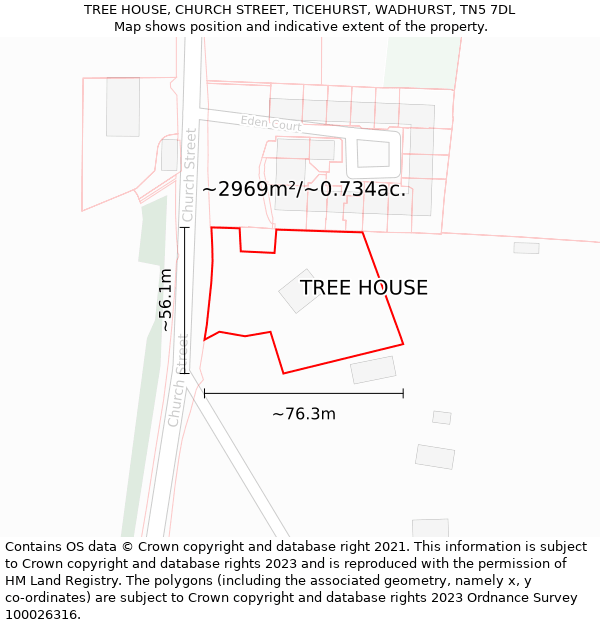 TREE HOUSE, CHURCH STREET, TICEHURST, WADHURST, TN5 7DL: Plot and title map