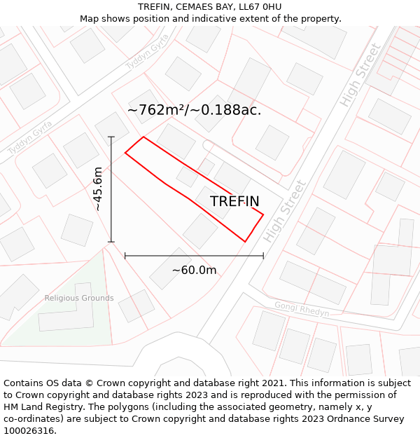 TREFIN, CEMAES BAY, LL67 0HU: Plot and title map