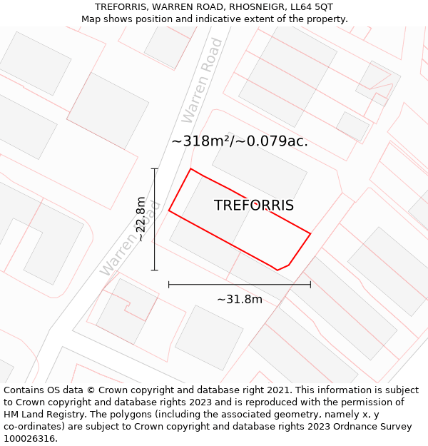 TREFORRIS, WARREN ROAD, RHOSNEIGR, LL64 5QT: Plot and title map