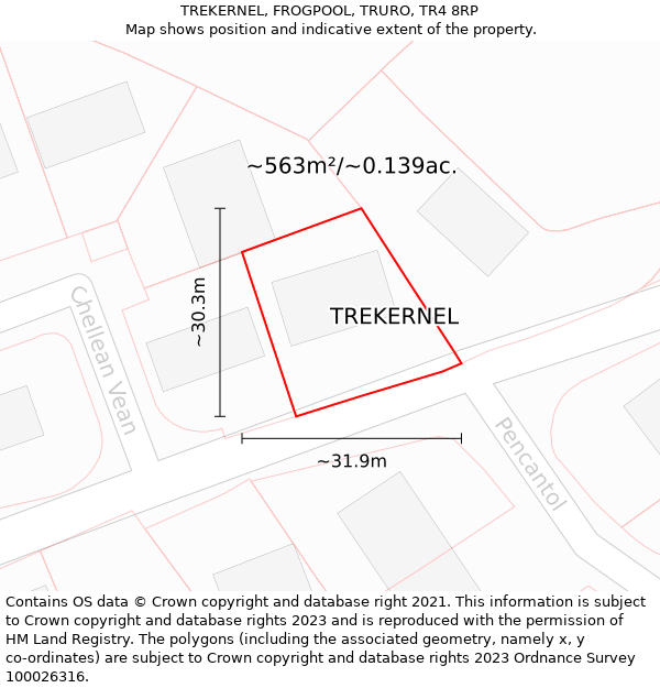 TREKERNEL, FROGPOOL, TRURO, TR4 8RP: Plot and title map