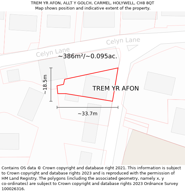 TREM YR AFON, ALLT Y GOLCH, CARMEL, HOLYWELL, CH8 8QT: Plot and title map