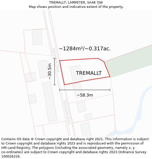 TREMALLT, LAMPETER, SA48 7JW: Plot and title map