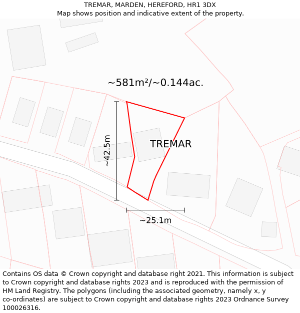 TREMAR, MARDEN, HEREFORD, HR1 3DX: Plot and title map