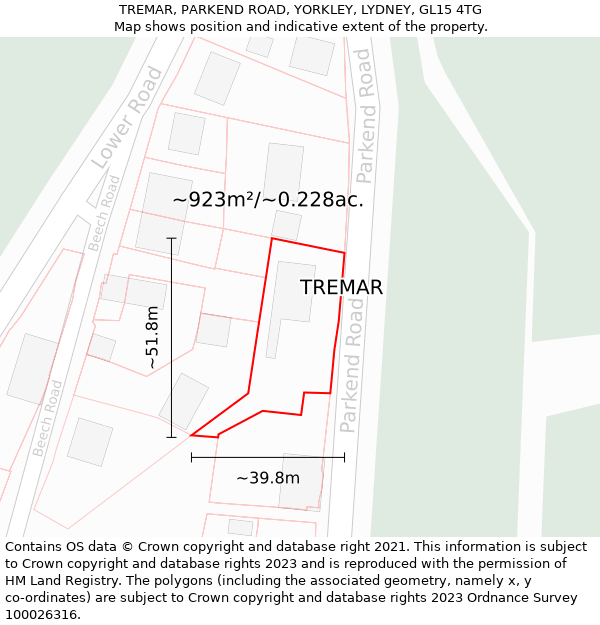 TREMAR, PARKEND ROAD, YORKLEY, LYDNEY, GL15 4TG: Plot and title map