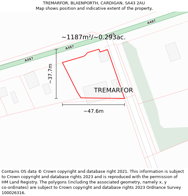 TREMARFOR, BLAENPORTH, CARDIGAN, SA43 2AU: Plot and title map