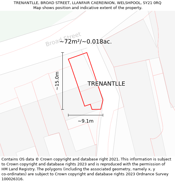 TRENANTLLE, BROAD STREET, LLANFAIR CAEREINION, WELSHPOOL, SY21 0RQ: Plot and title map