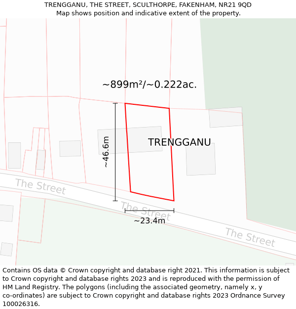 TRENGGANU, THE STREET, SCULTHORPE, FAKENHAM, NR21 9QD: Plot and title map