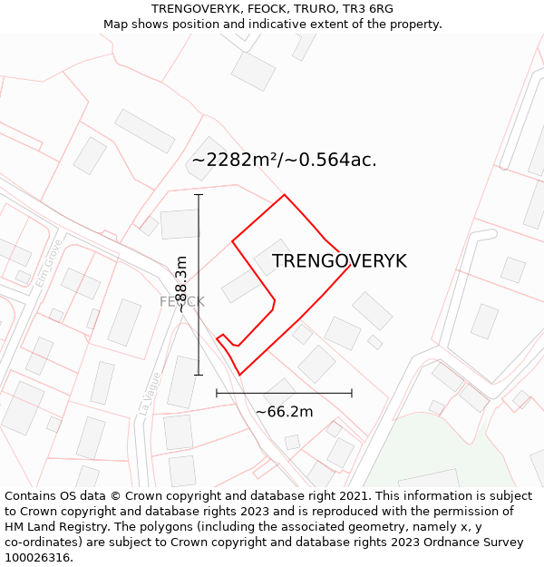 TRENGOVERYK, FEOCK, TRURO, TR3 6RG: Plot and title map