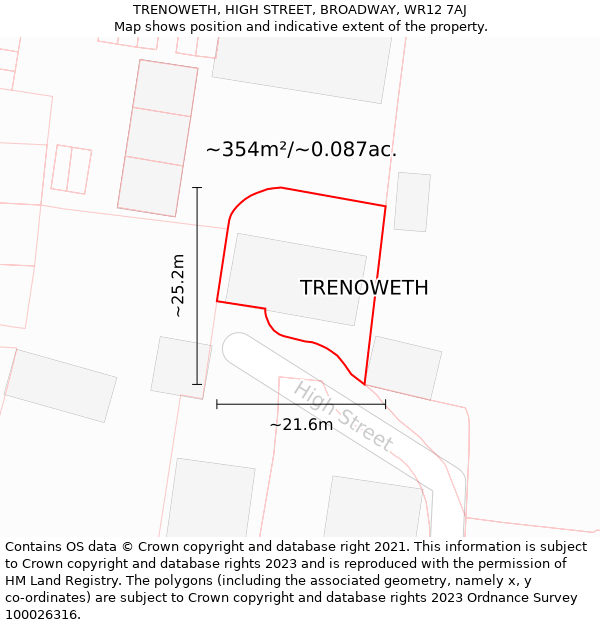 TRENOWETH, HIGH STREET, BROADWAY, WR12 7AJ: Plot and title map