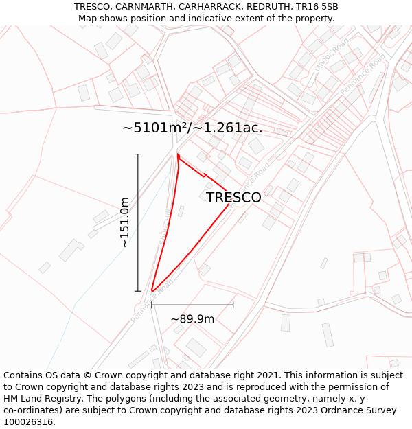 TRESCO, CARNMARTH, CARHARRACK, REDRUTH, TR16 5SB: Plot and title map