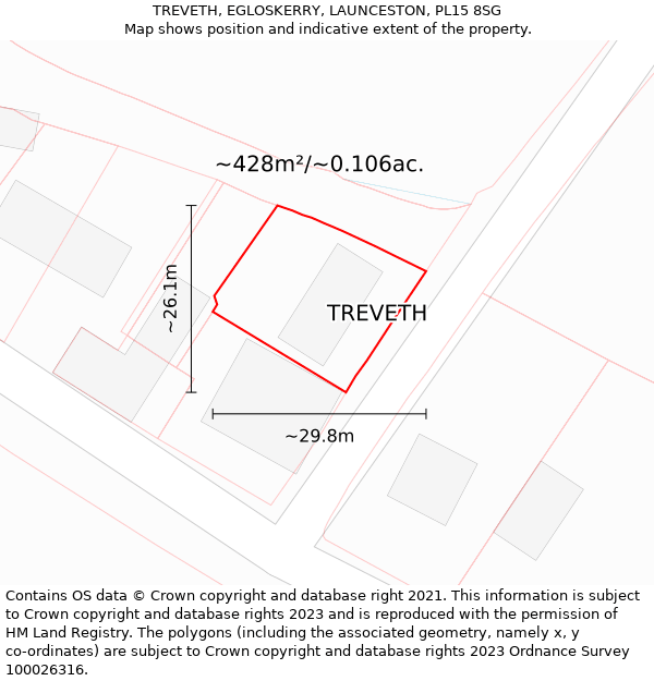 TREVETH, EGLOSKERRY, LAUNCESTON, PL15 8SG: Plot and title map