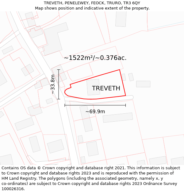 TREVETH, PENELEWEY, FEOCK, TRURO, TR3 6QY: Plot and title map