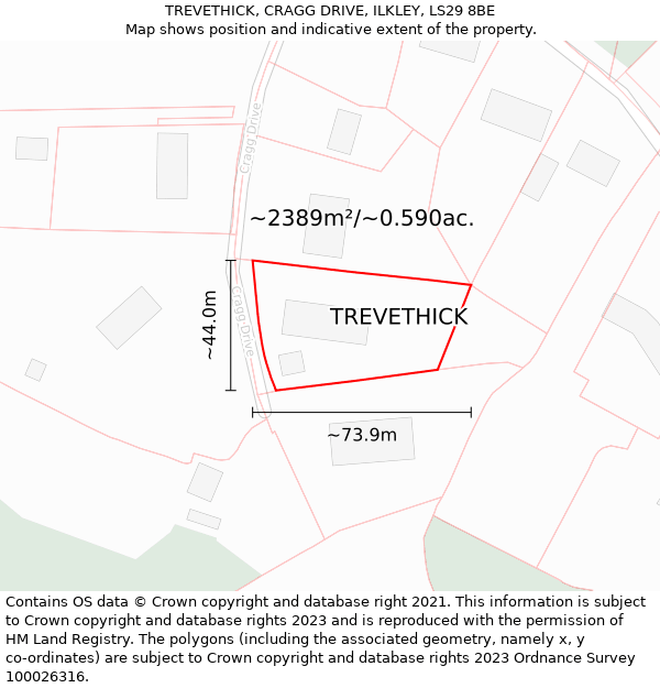 TREVETHICK, CRAGG DRIVE, ILKLEY, LS29 8BE: Plot and title map