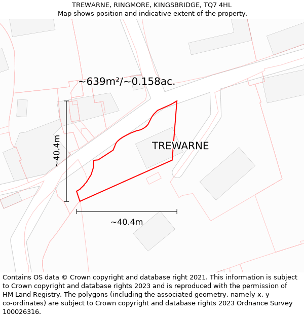 TREWARNE, RINGMORE, KINGSBRIDGE, TQ7 4HL: Plot and title map