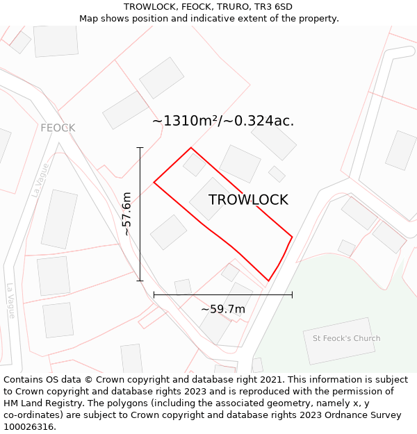 TROWLOCK, FEOCK, TRURO, TR3 6SD: Plot and title map