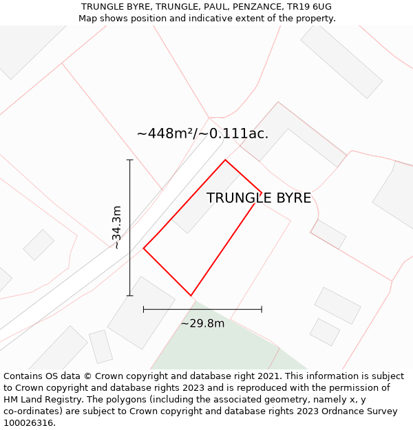 TRUNGLE BYRE, TRUNGLE, PAUL, PENZANCE, TR19 6UG: Plot and title map