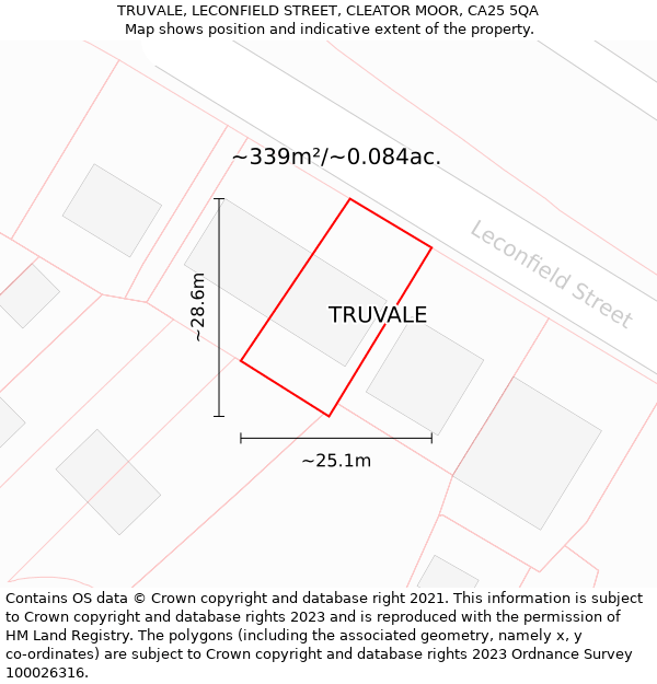 TRUVALE, LECONFIELD STREET, CLEATOR MOOR, CA25 5QA: Plot and title map