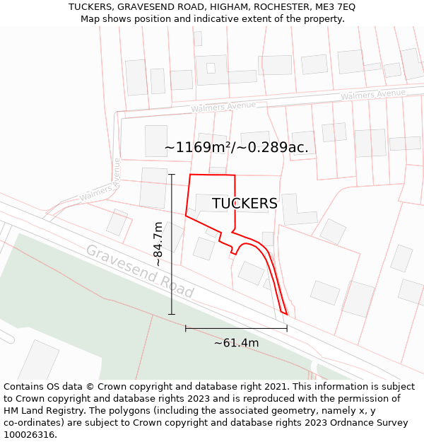 TUCKERS, GRAVESEND ROAD, HIGHAM, ROCHESTER, ME3 7EQ: Plot and title map