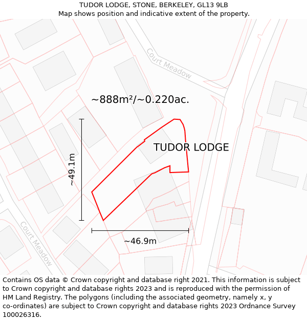 TUDOR LODGE, STONE, BERKELEY, GL13 9LB: Plot and title map