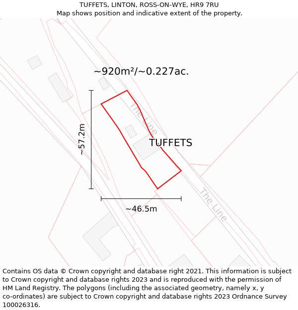 TUFFETS, LINTON, ROSS-ON-WYE, HR9 7RU: Plot and title map