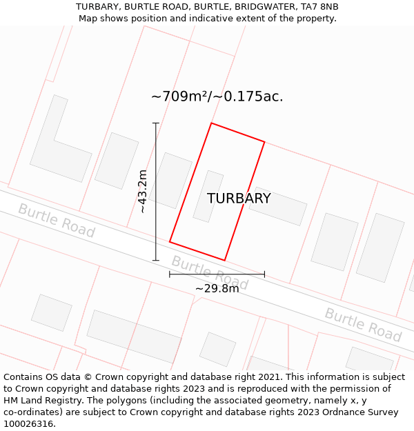 TURBARY, BURTLE ROAD, BURTLE, BRIDGWATER, TA7 8NB: Plot and title map