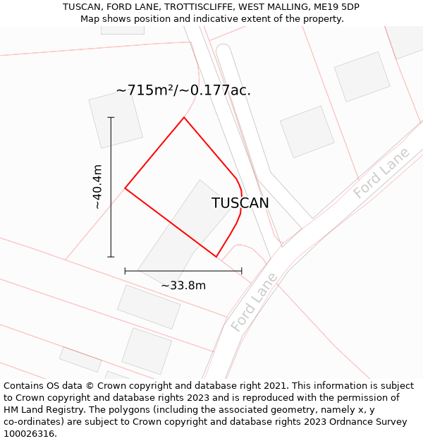 TUSCAN, FORD LANE, TROTTISCLIFFE, WEST MALLING, ME19 5DP: Plot and title map