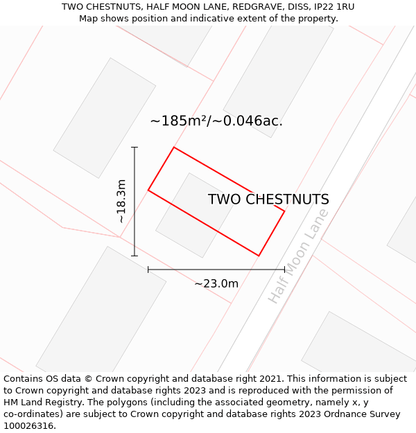 TWO CHESTNUTS, HALF MOON LANE, REDGRAVE, DISS, IP22 1RU: Plot and title map
