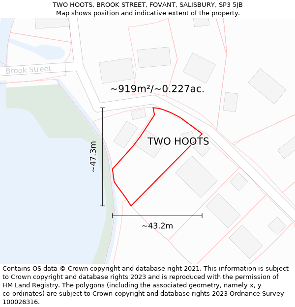 TWO HOOTS, BROOK STREET, FOVANT, SALISBURY, SP3 5JB: Plot and title map