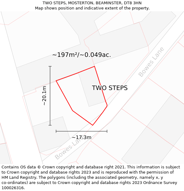 TWO STEPS, MOSTERTON, BEAMINSTER, DT8 3HN: Plot and title map