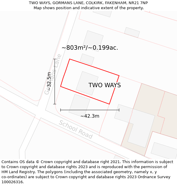 TWO WAYS, GORMANS LANE, COLKIRK, FAKENHAM, NR21 7NP: Plot and title map