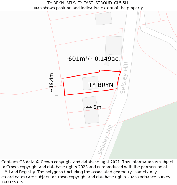 TY BRYN, SELSLEY EAST, STROUD, GL5 5LL: Plot and title map