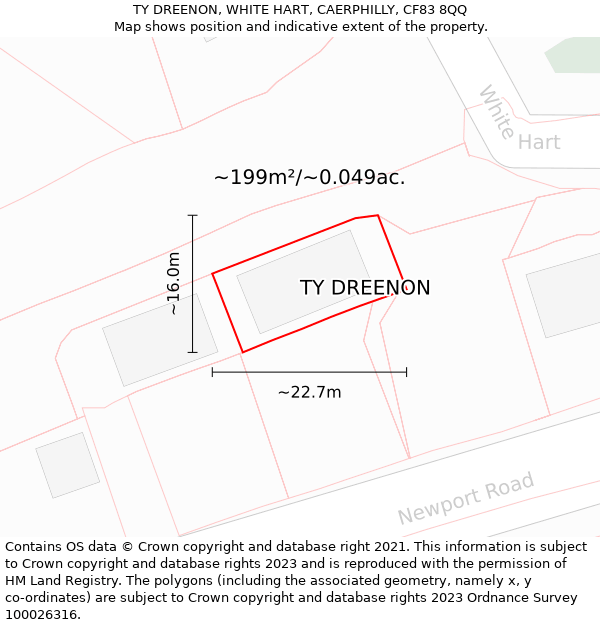 TY DREENON, WHITE HART, CAERPHILLY, CF83 8QQ: Plot and title map