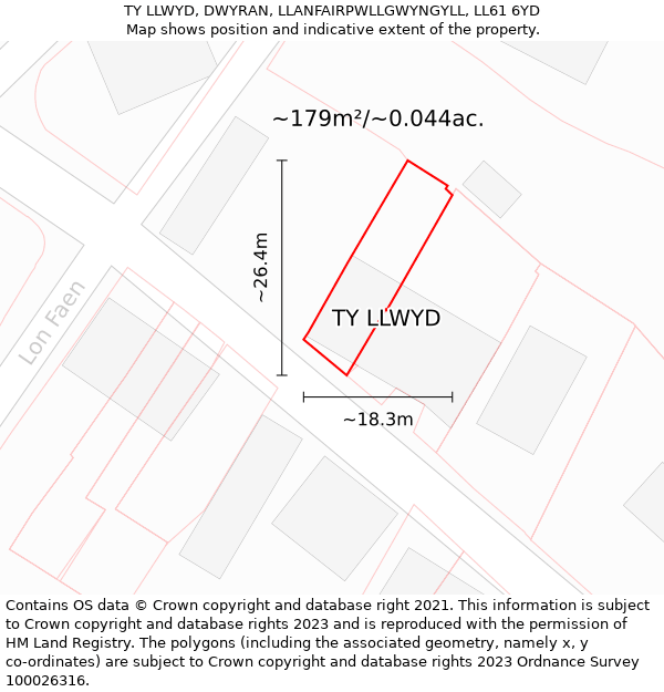 TY LLWYD, DWYRAN, LLANFAIRPWLLGWYNGYLL, LL61 6YD: Plot and title map