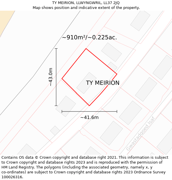 TY MEIRION, LLWYNGWRIL, LL37 2JQ: Plot and title map