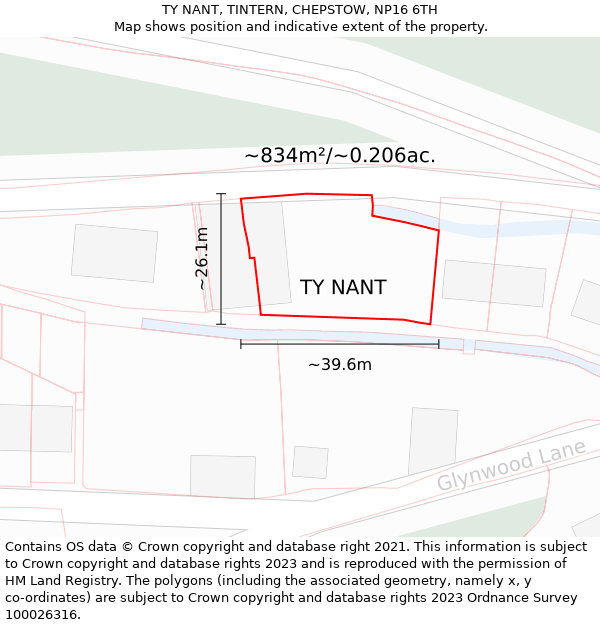 TY NANT, TINTERN, CHEPSTOW, NP16 6TH: Plot and title map