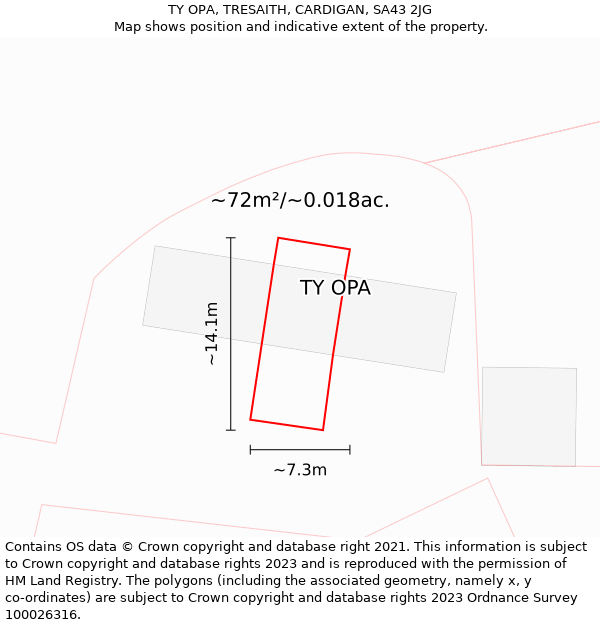 TY OPA, TRESAITH, CARDIGAN, SA43 2JG: Plot and title map