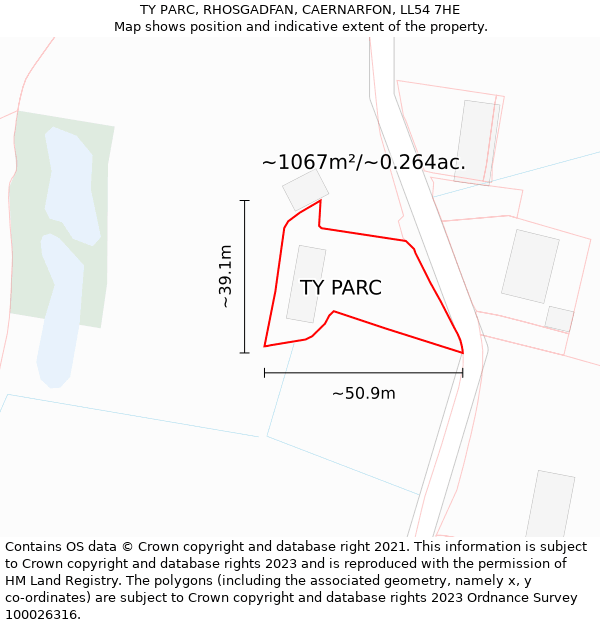 TY PARC, RHOSGADFAN, CAERNARFON, LL54 7HE: Plot and title map
