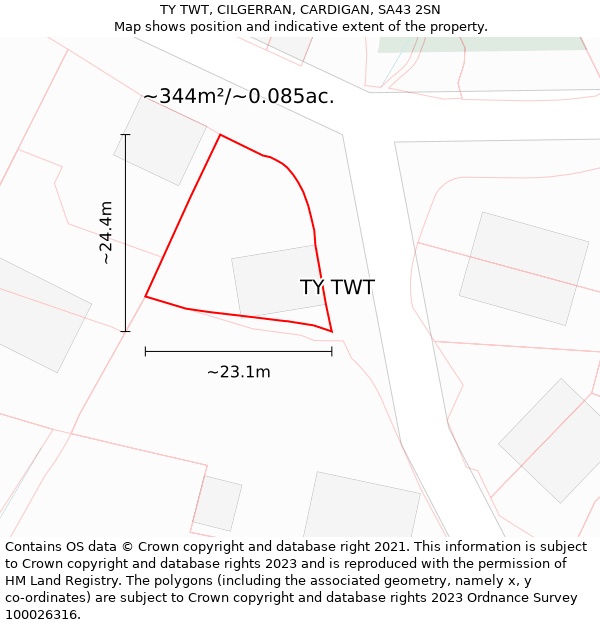 TY TWT, CILGERRAN, CARDIGAN, SA43 2SN: Plot and title map