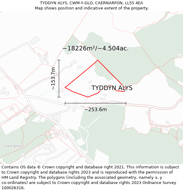 TYDDYN ALYS, CWM-Y-GLO, CAERNARFON, LL55 4EA: Plot and title map