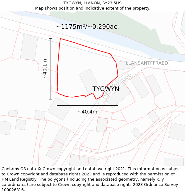 TYGWYN, LLANON, SY23 5HS: Plot and title map
