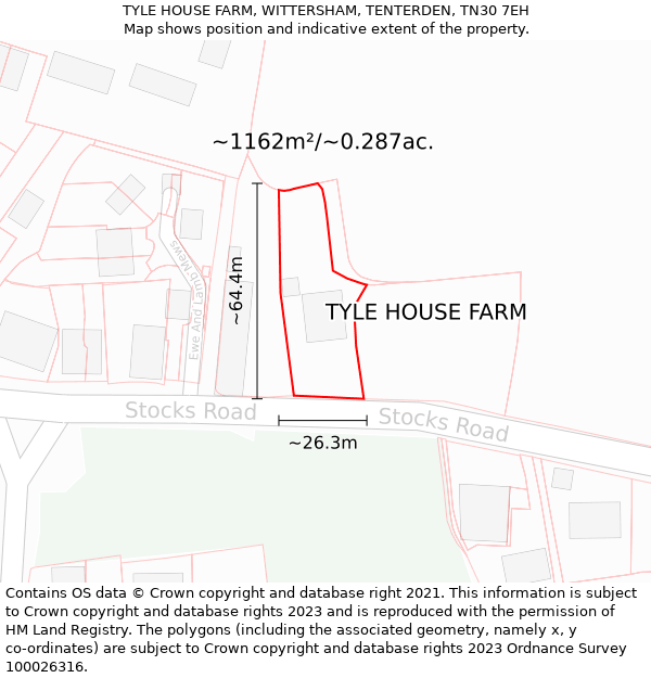 TYLE HOUSE FARM, WITTERSHAM, TENTERDEN, TN30 7EH: Plot and title map