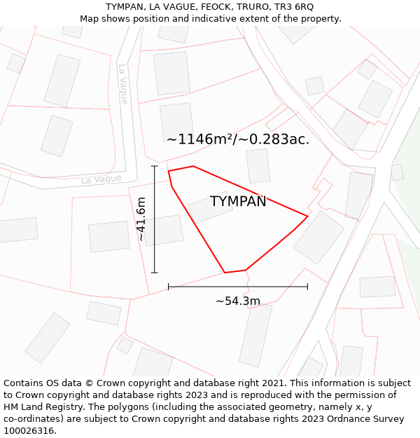 TYMPAN, LA VAGUE, FEOCK, TRURO, TR3 6RQ: Plot and title map