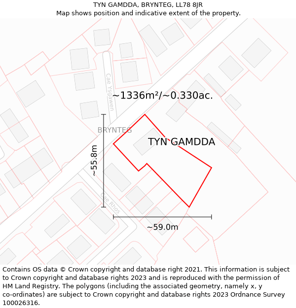 TYN GAMDDA, BRYNTEG, LL78 8JR: Plot and title map