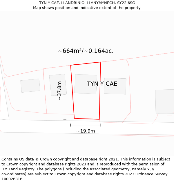 TYN Y CAE, LLANDRINIO, LLANYMYNECH, SY22 6SG: Plot and title map