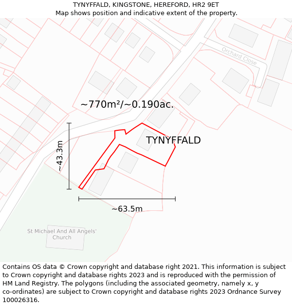 TYNYFFALD, KINGSTONE, HEREFORD, HR2 9ET: Plot and title map