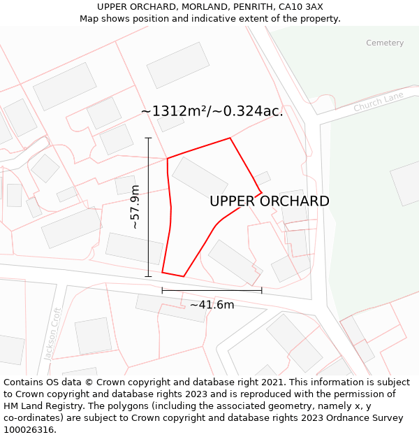 UPPER ORCHARD, MORLAND, PENRITH, CA10 3AX: Plot and title map