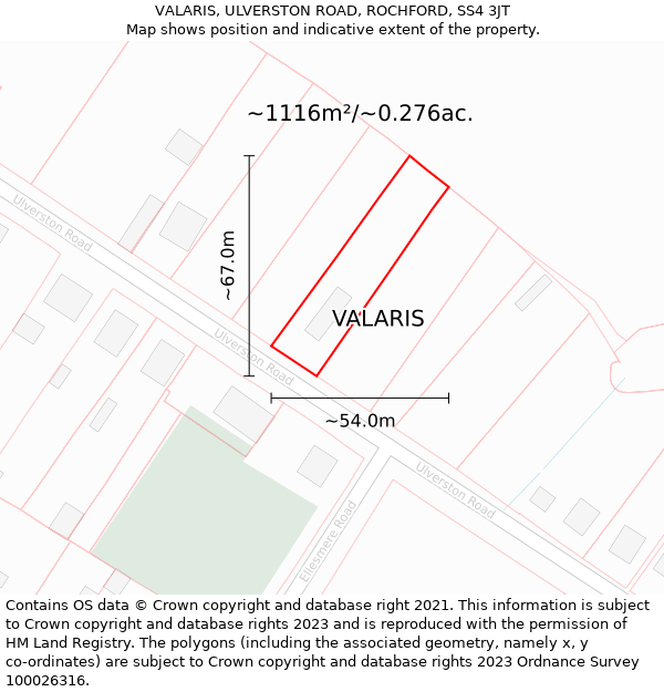 VALARIS, ULVERSTON ROAD, ROCHFORD, SS4 3JT: Plot and title map