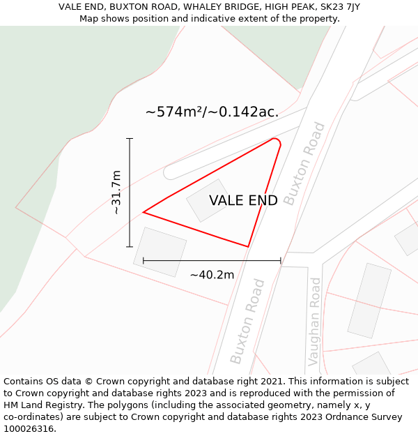 VALE END, BUXTON ROAD, WHALEY BRIDGE, HIGH PEAK, SK23 7JY: Plot and title map