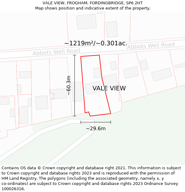 VALE VIEW, FROGHAM, FORDINGBRIDGE, SP6 2HT: Plot and title map