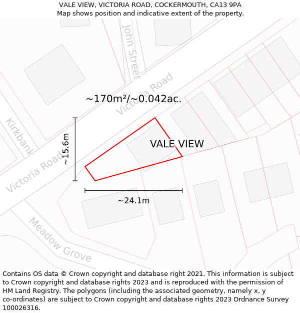 VALE VIEW, VICTORIA ROAD, COCKERMOUTH, CA13 9PA: Plot and title map